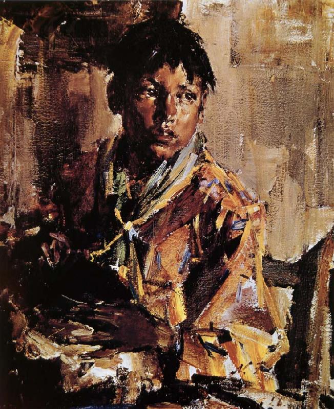 Nikolay Fechin The Indian boy holding the kettle oil painting image